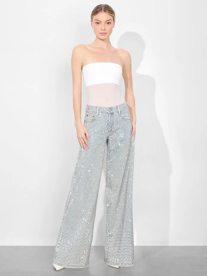 Alice Olivia TOPS WOMEN BANDEAU STRAPLESS BODYSUIT Off White
