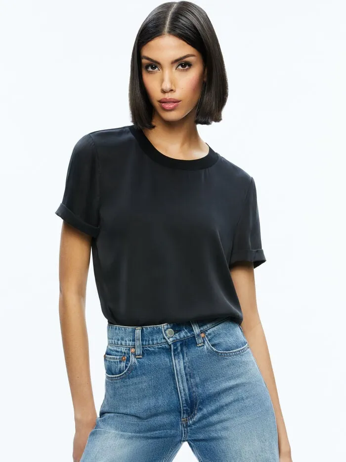 Alice Olivia TOPS WOMEN BRADEN RELAXED TEE Black