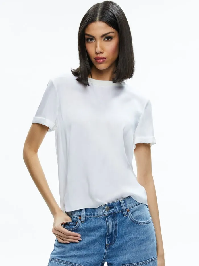 Alice Olivia TOPS WOMEN BRADEN RELAXED TEE Off White