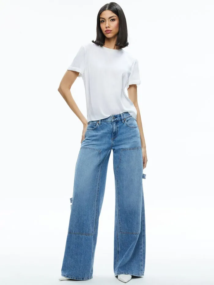 Alice Olivia TOPS WOMEN BRADEN RELAXED TEE Off White