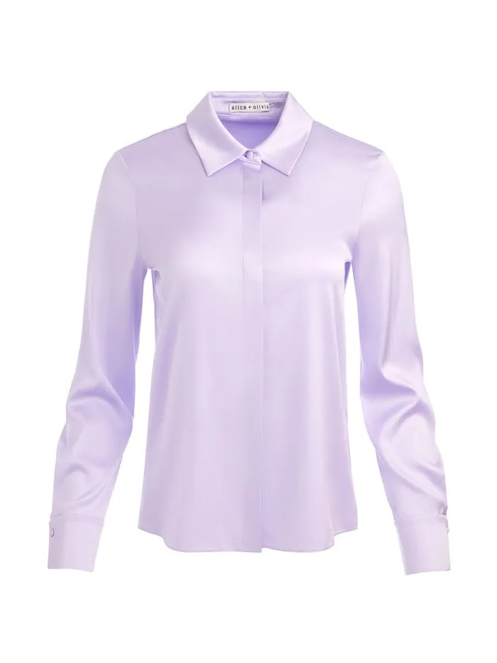Alice Olivia TOPS WOMEN BRADY SLIM BUTTON DOWN Lilac