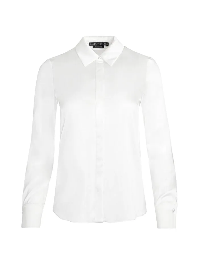 Alice Olivia TOPS WOMEN BRADY SLIM BUTTON DOWN Off White