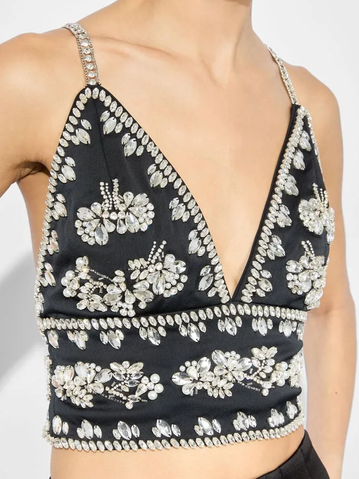 Alice Olivia TOPS WOMEN CARLI EMBELLISHED BRA TOP Black