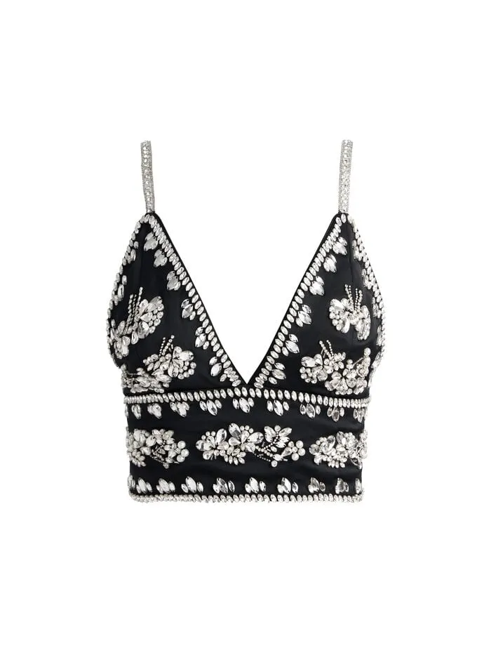 Alice Olivia TOPS WOMEN CARLI EMBELLISHED BRA TOP Black