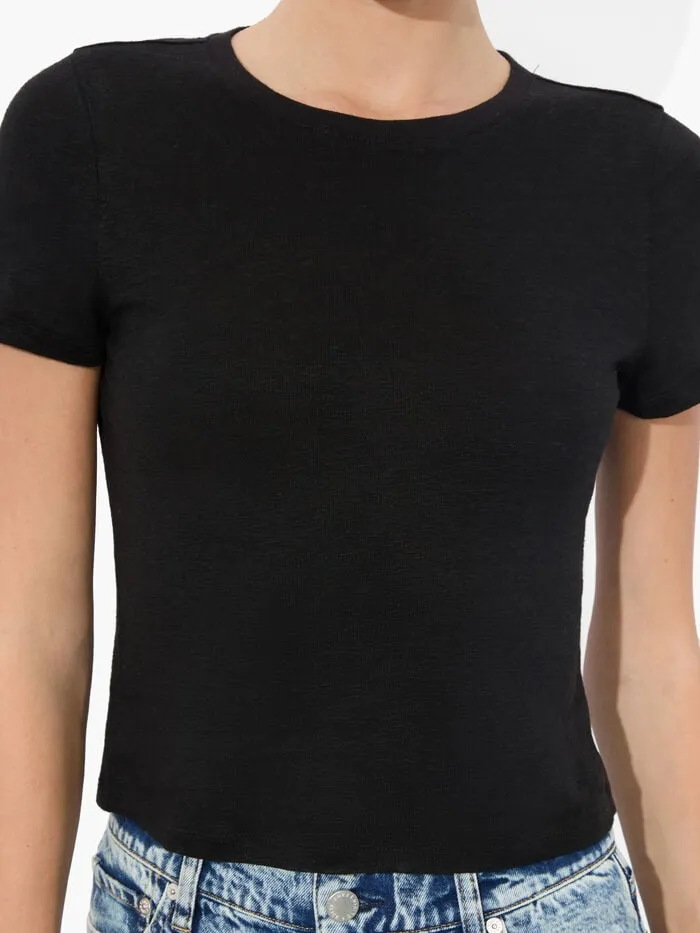 Alice Olivia TOPS WOMEN CINDY CROPPED LINEN TEE Black