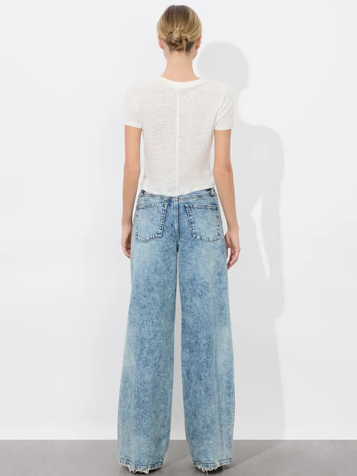 Alice Olivia TOPS WOMEN CINDY CROPPED LINEN TEE Off White