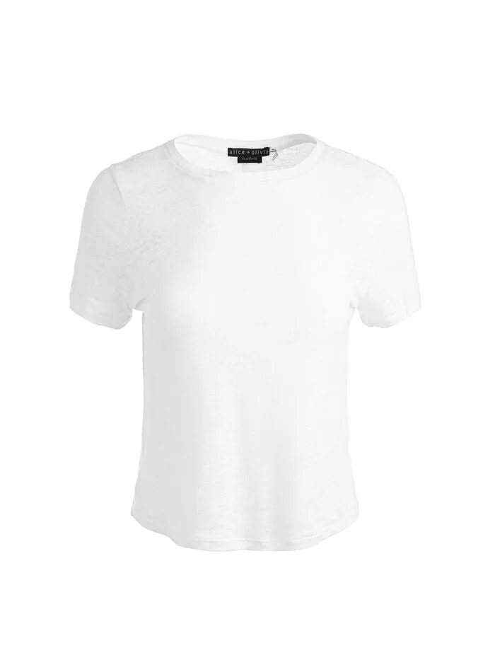 Alice Olivia TOPS WOMEN CINDY CROPPED LINEN TEE Off White