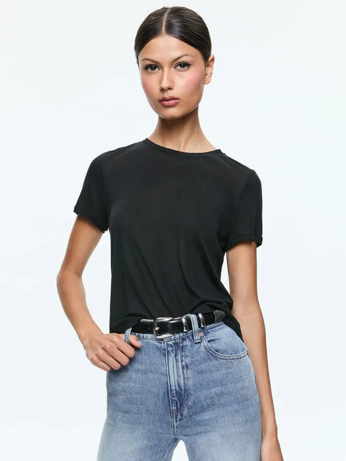 Alice Olivia TOPS WOMEN CINDY CROPPED TEE Black
