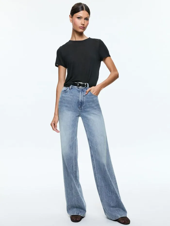 Alice Olivia TOPS WOMEN CINDY CROPPED TEE Black