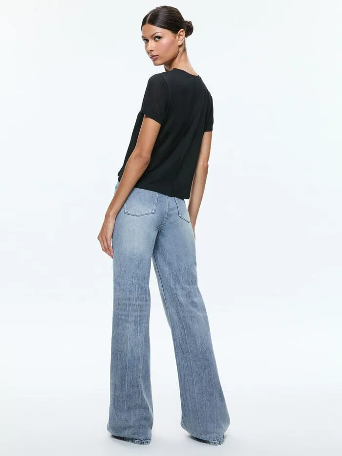 Alice Olivia TOPS WOMEN CINDY CROPPED TEE Black