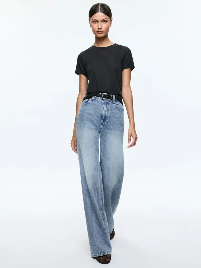 Alice Olivia TOPS WOMEN CINDY CROPPED TEE Black