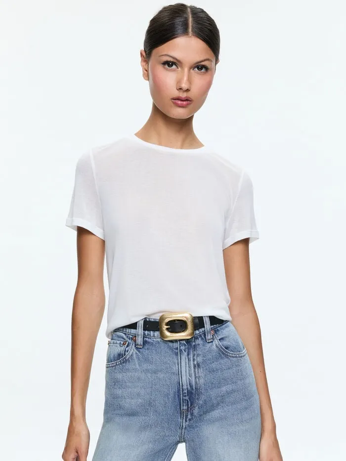 Alice Olivia TOPS WOMEN CINDY CROPPED TEE Off White
