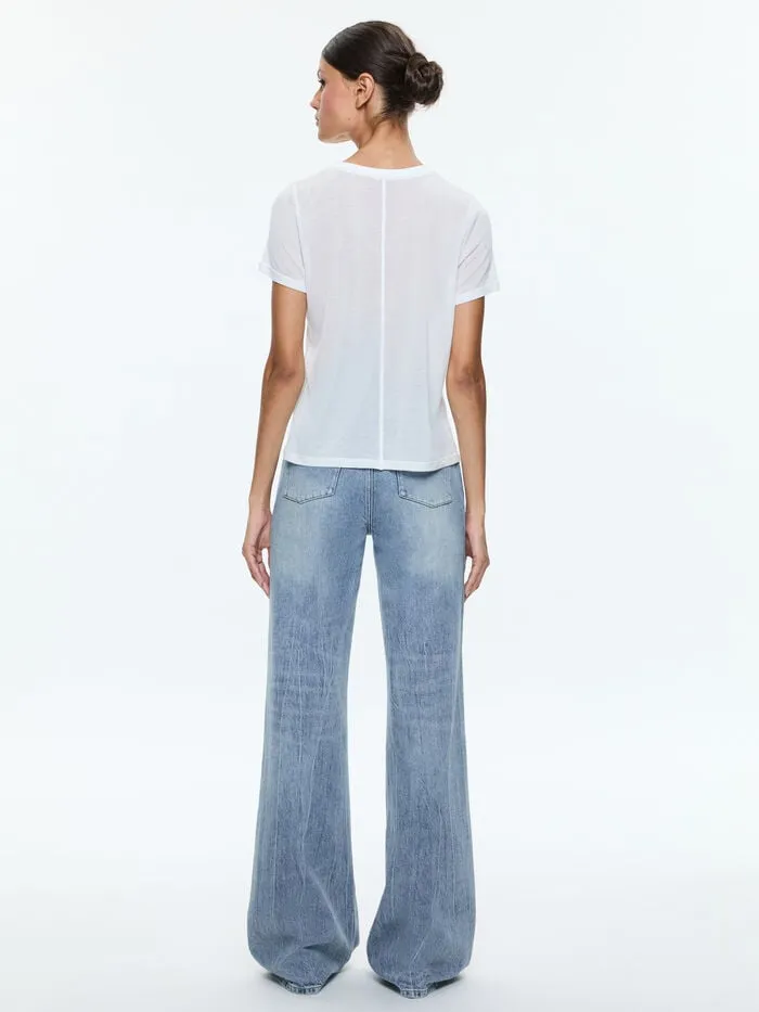 Alice Olivia TOPS WOMEN CINDY CROPPED TEE Off White