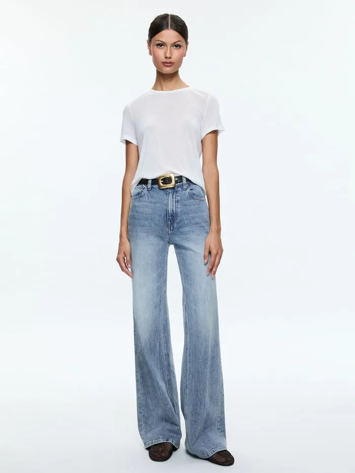 Alice Olivia TOPS WOMEN CINDY CROPPED TEE Off White