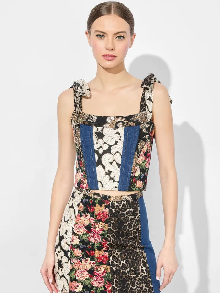 Alice Olivia TOPS WOMEN CLARA BOW STRAP BUSTIER Lola Blueandmulti