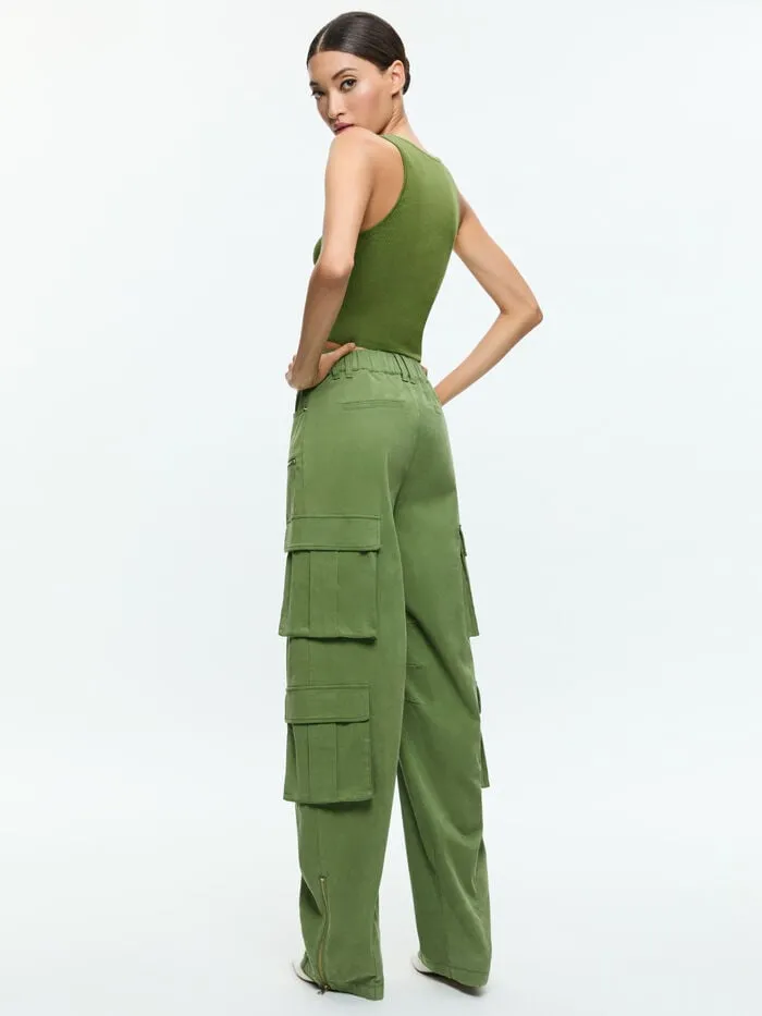 Alice Olivia TOPS WOMEN DARYN BUTTON THROUGH CROPPED TANK Avocado