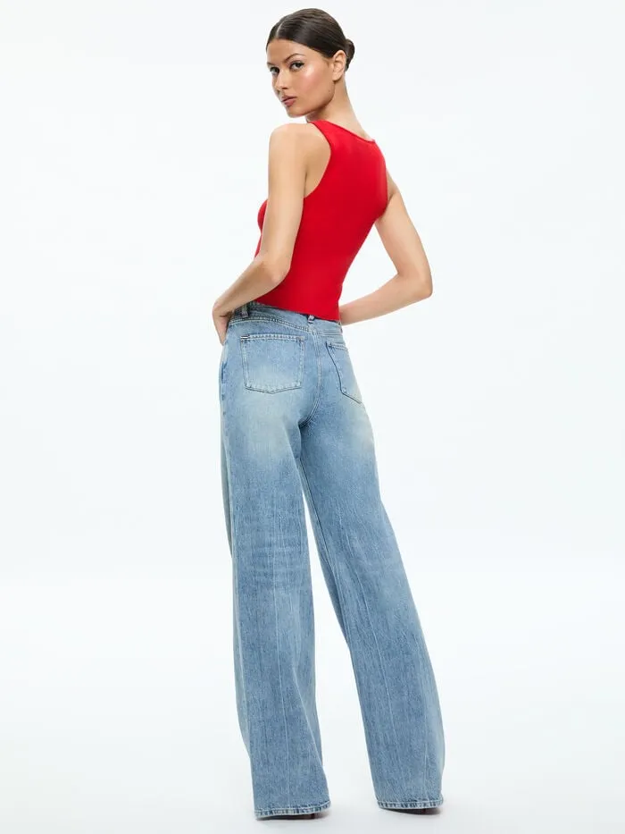 Alice Olivia TOPS WOMEN DARYN BUTTON THROUGH CROPPED TANK Red Apple