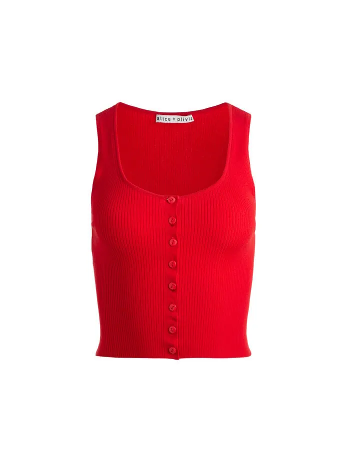 Alice Olivia TOPS WOMEN DARYN BUTTON THROUGH CROPPED TANK Red Apple