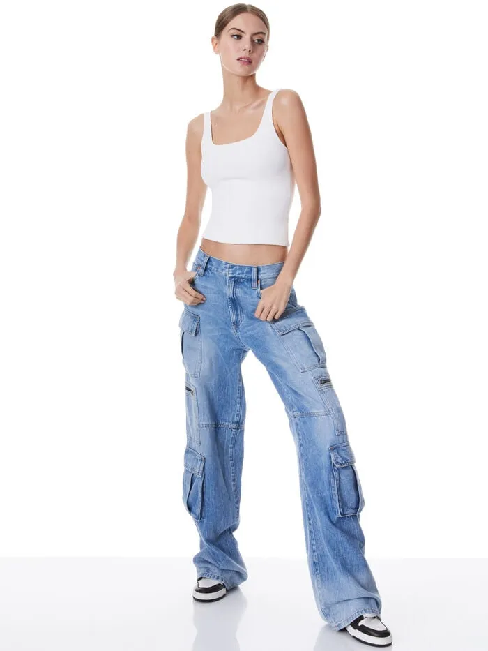 Alice Olivia TOPS WOMEN DARYN SCULPTING TANK Soft White