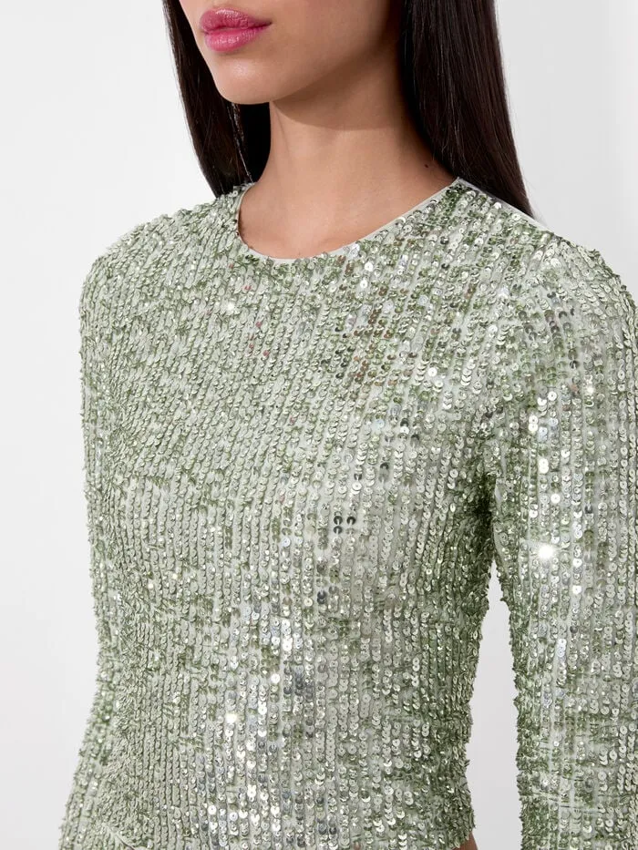 Alice Olivia TOPS WOMEN DELAINA EMBELLISHED TOP Sea Spray