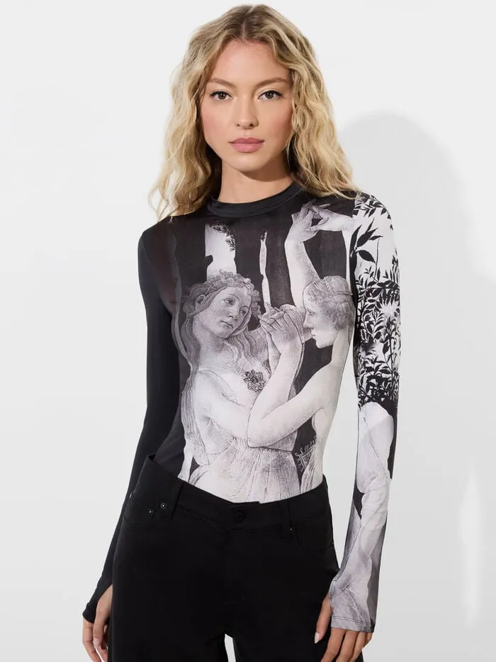 Alice Olivia TOPS WOMEN DELAINA MOCK NECK TOP Renaissance Fresco