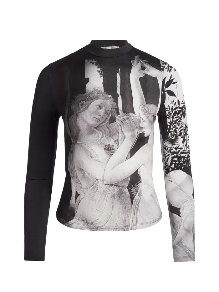 Alice Olivia TOPS WOMEN DELAINA MOCK NECK TOP Renaissance Fresco