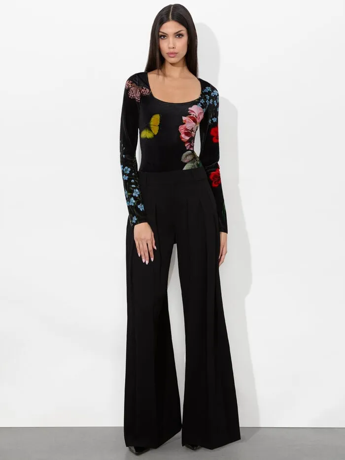 Alice Olivia TOPS WOMEN DELAINA VELVET TOP The Wind Floral
