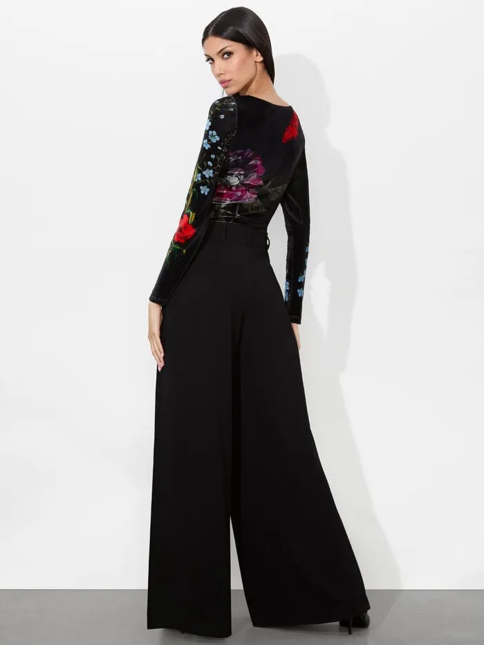 Alice Olivia TOPS WOMEN DELAINA VELVET TOP The Wind Floral