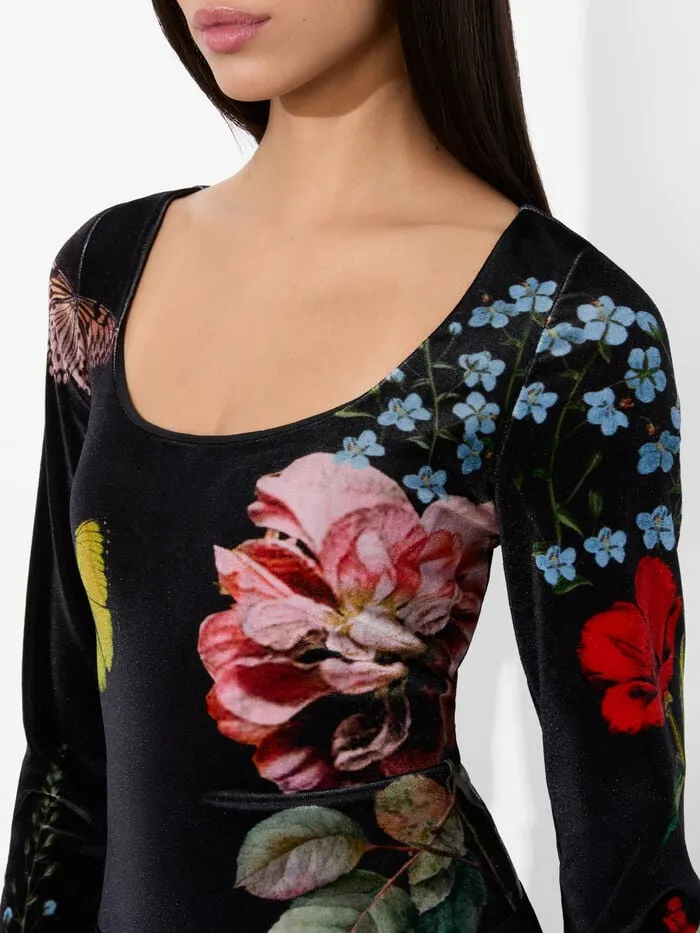 Alice Olivia TOPS WOMEN DELAINA VELVET TOP The Wind Floral