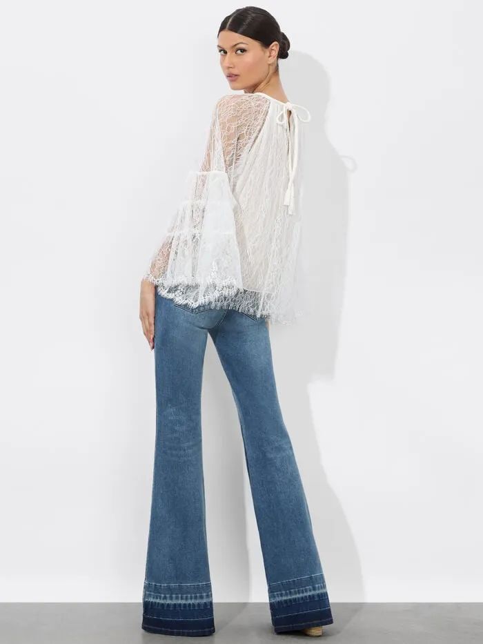 Alice Olivia TOPS WOMEN DELIA RUFFLED TUNIC TOP Off White
