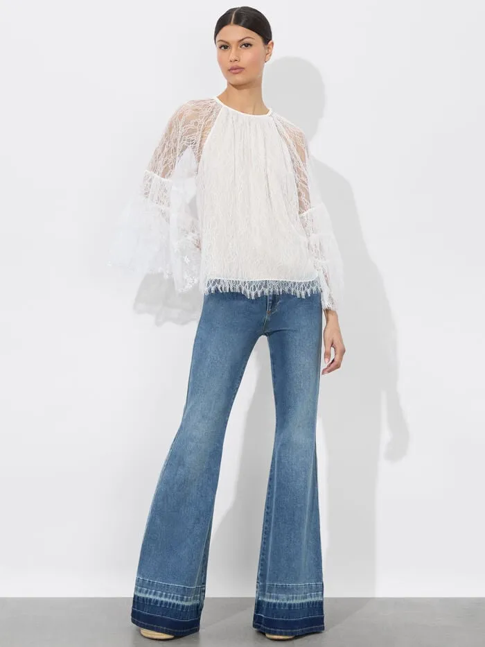 Alice Olivia TOPS WOMEN DELIA RUFFLED TUNIC TOP Off White