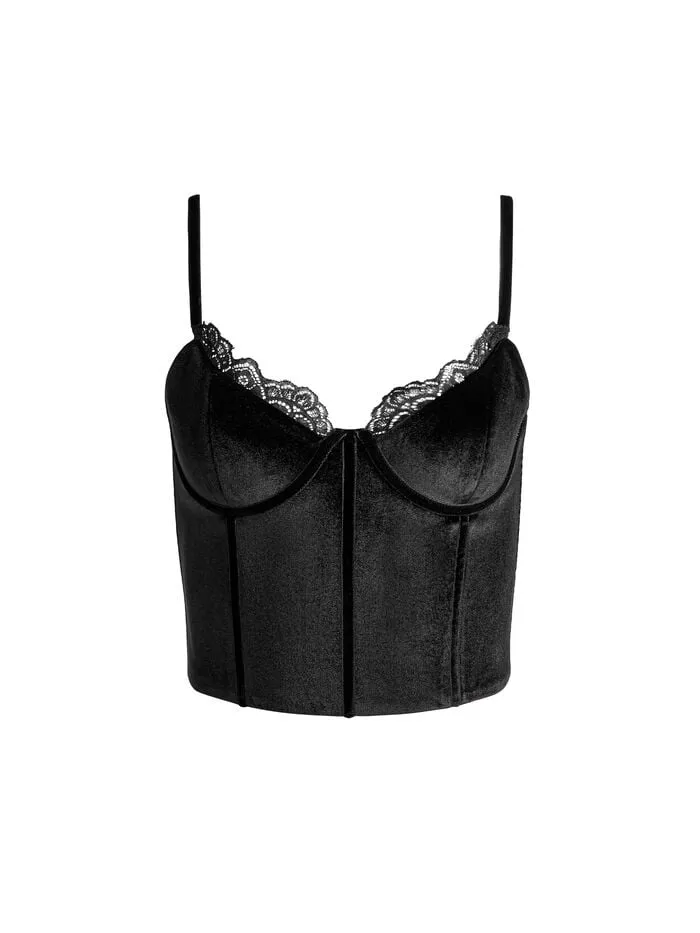 Alice Olivia TOPS WOMEN DENNA VELVET CORSET Black