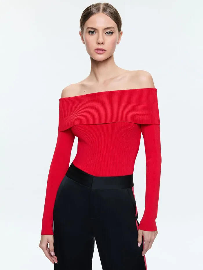 Alice Olivia TOPS WOMEN DOLAN PULLOVER Bright Ruby