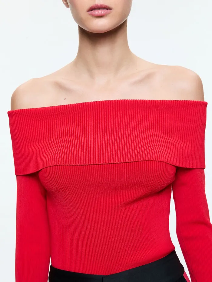 Alice Olivia TOPS WOMEN DOLAN PULLOVER Bright Ruby