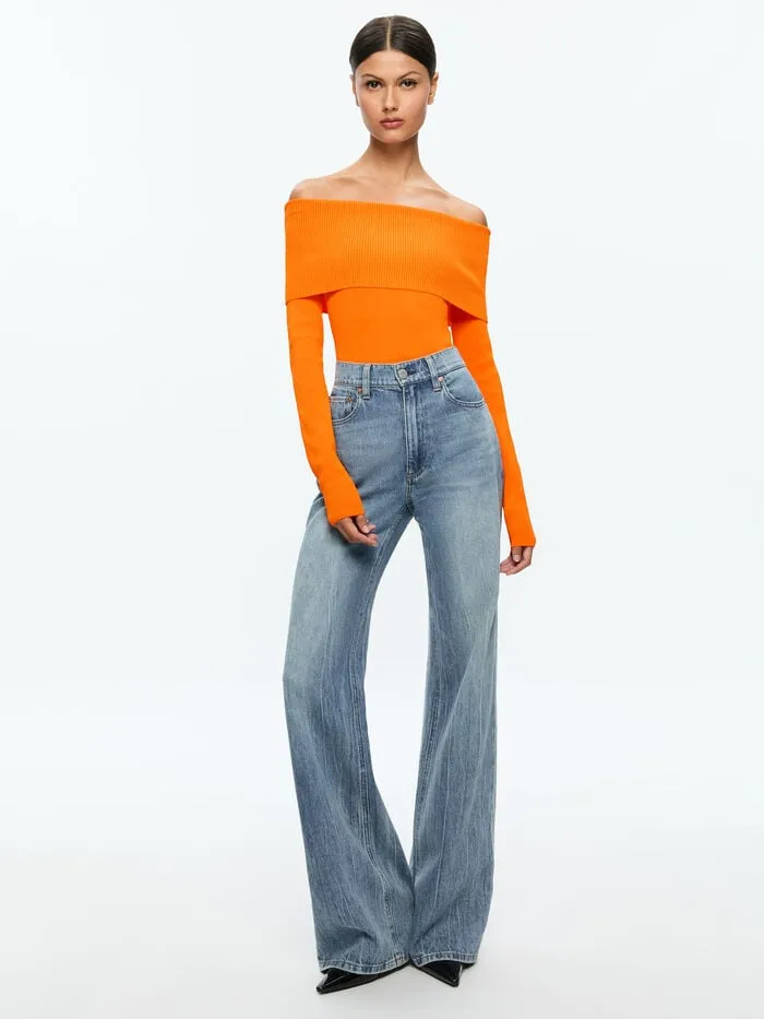 Alice Olivia TOPS WOMEN DOLAN PULLOVER Orange Blaze