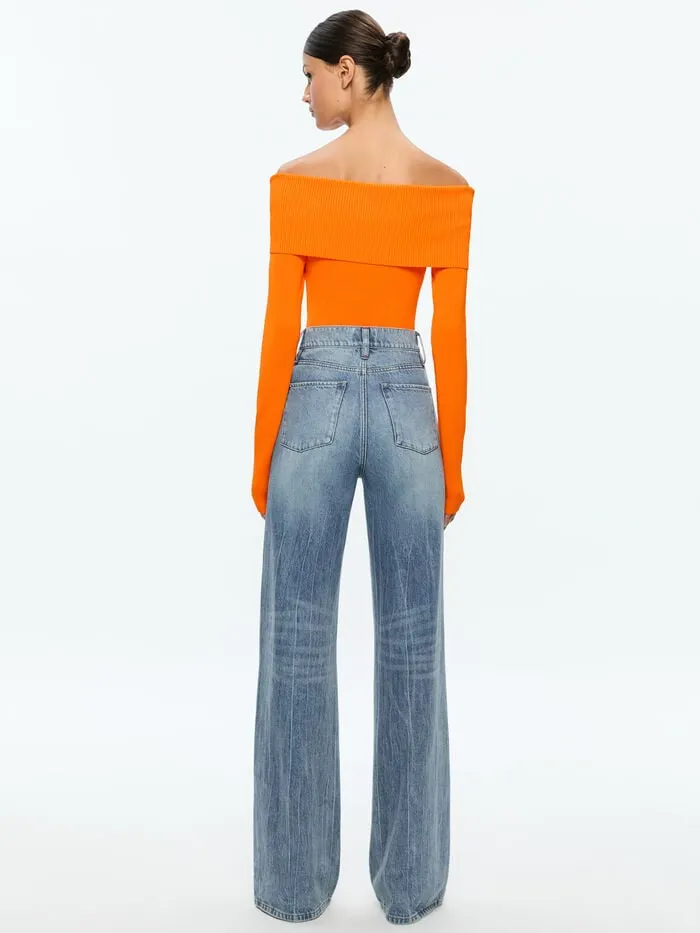 Alice Olivia TOPS WOMEN DOLAN PULLOVER Orange Blaze