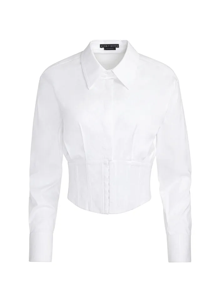 Alice Olivia TOPS WOMEN EDIE CORSET TOP Off White
