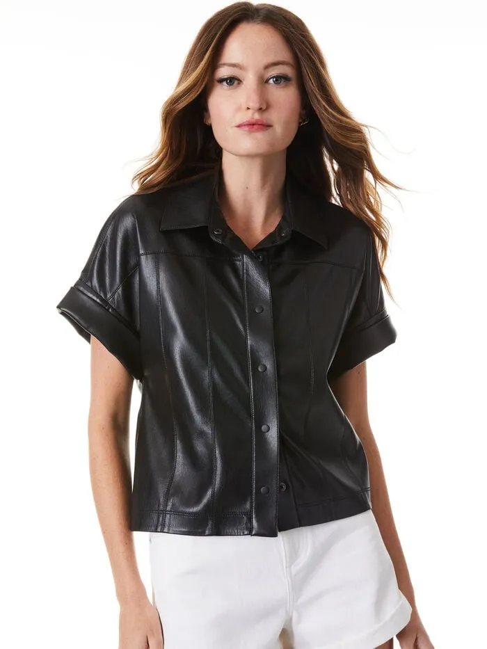 Alice Olivia TOPS WOMEN EDYTH VEGAN TOP Black