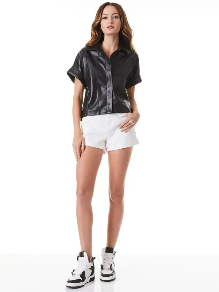 Alice Olivia TOPS WOMEN EDYTH VEGAN TOP Black