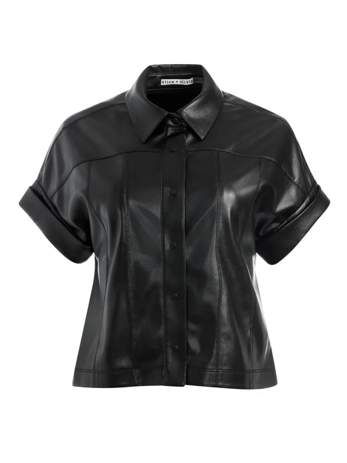 Alice Olivia TOPS WOMEN EDYTH VEGAN TOP Black
