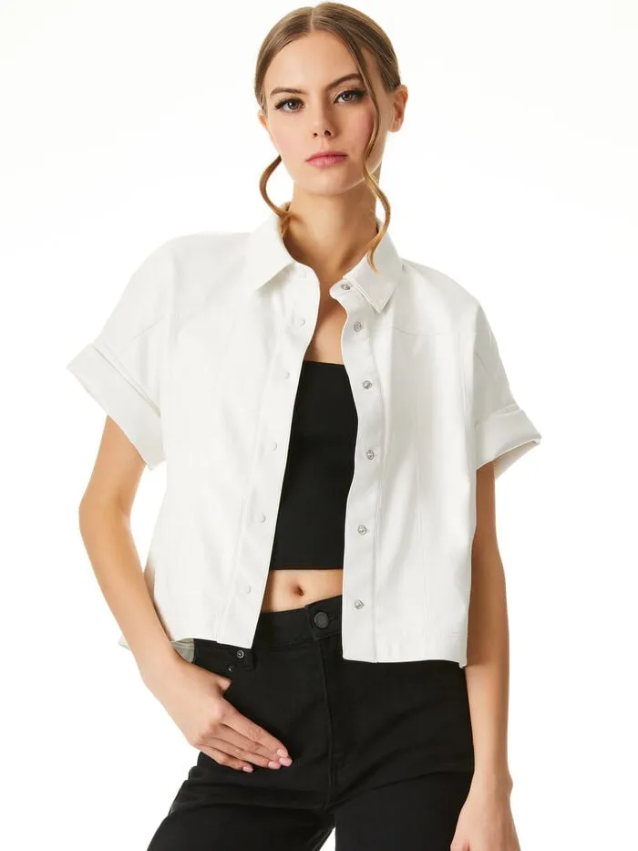 Alice Olivia TOPS WOMEN EDYTH VEGAN TOP Off White