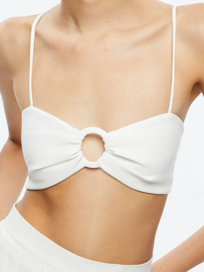 Alice Olivia TOPS WOMEN ESSIE VEGAN LEATHER BRA TOP Off White