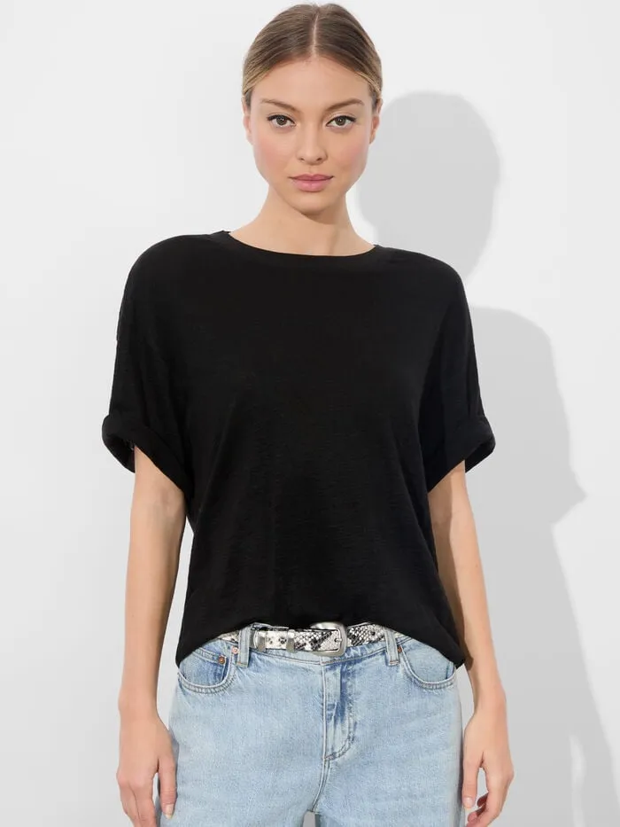 Alice Olivia TOPS WOMEN EVAN OVERSIZED TEE Black