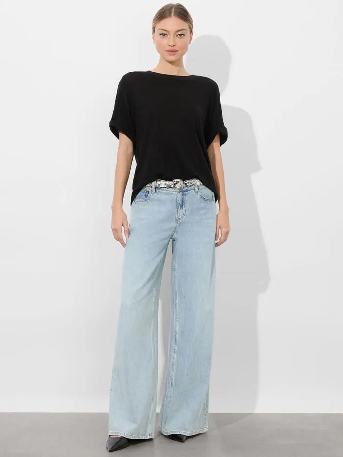 Alice Olivia TOPS WOMEN EVAN OVERSIZED TEE Black