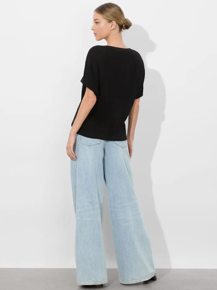 Alice Olivia TOPS WOMEN EVAN OVERSIZED TEE Black