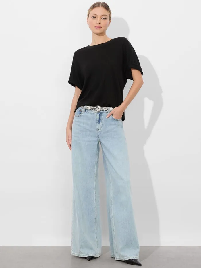 Alice Olivia TOPS WOMEN EVAN OVERSIZED TEE Black