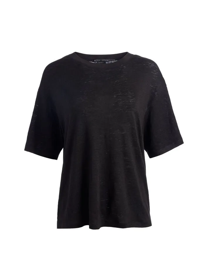 Alice Olivia TOPS WOMEN EVAN OVERSIZED TEE Black