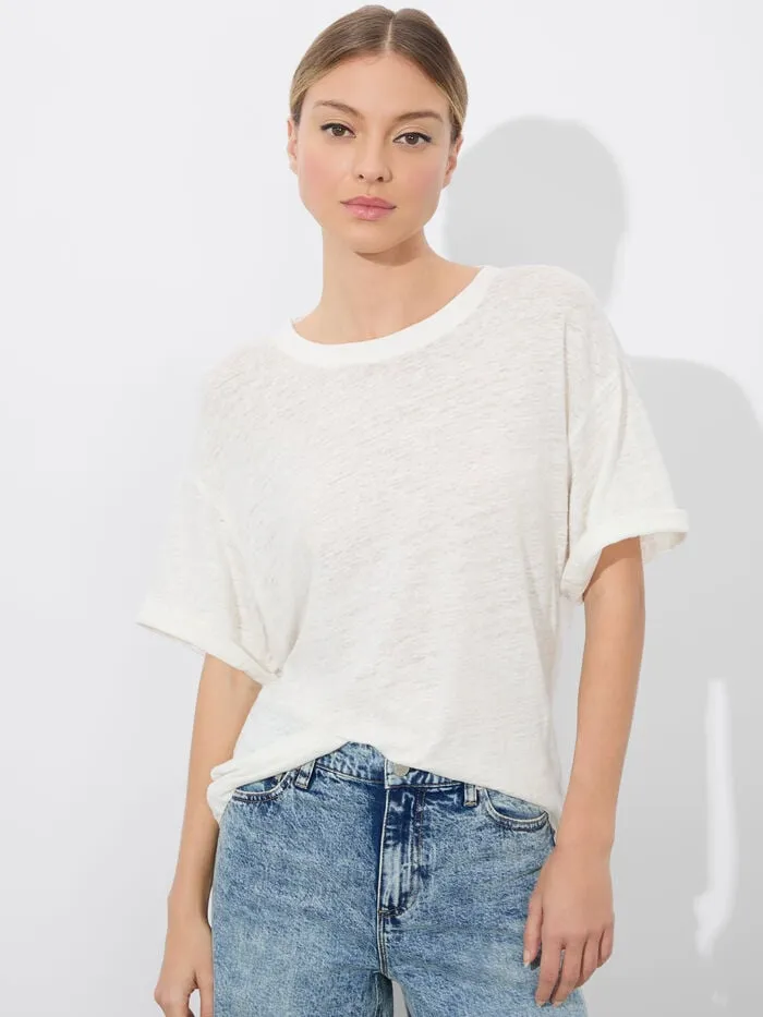 Alice Olivia TOPS WOMEN EVAN OVERSIZED TEE Off White