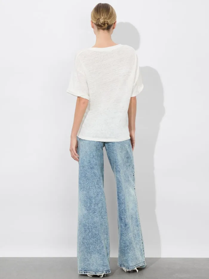 Alice Olivia TOPS WOMEN EVAN OVERSIZED TEE Off White
