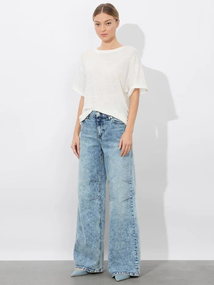 Alice Olivia TOPS WOMEN EVAN OVERSIZED TEE Off White